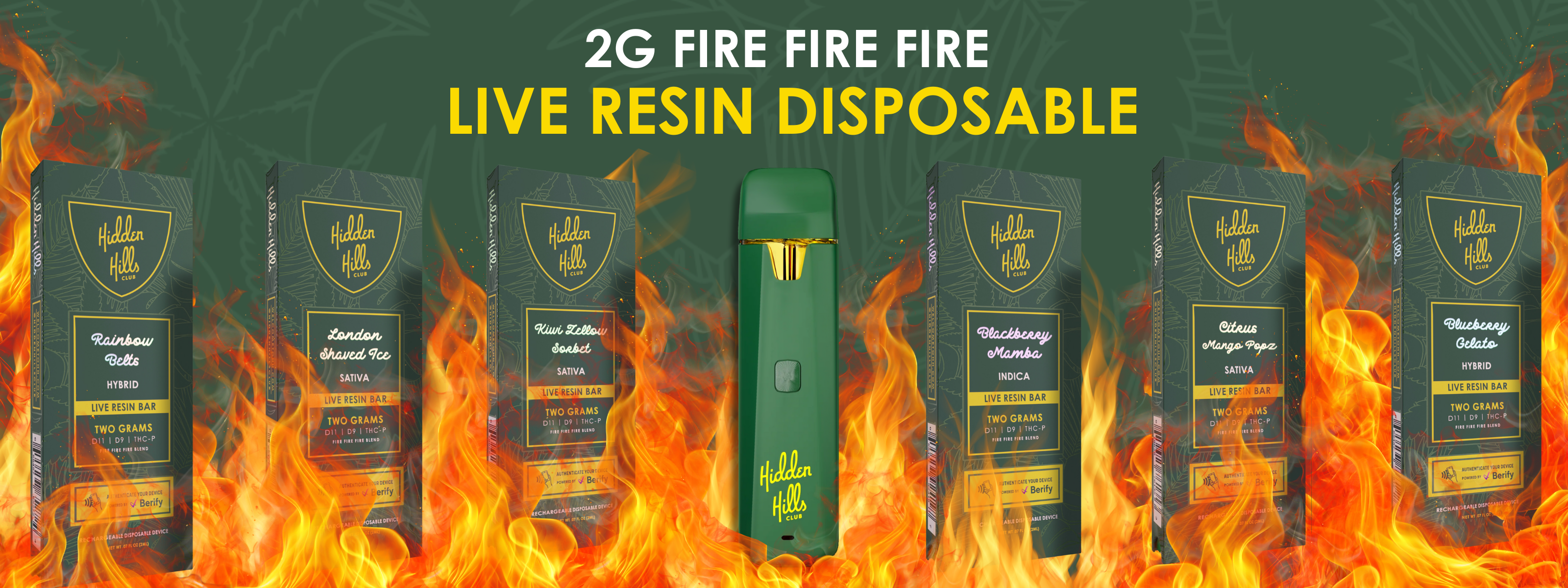 2g Live Resin Bar Disposables - Fire Fire Fire Blend | D11, D9, THC-P