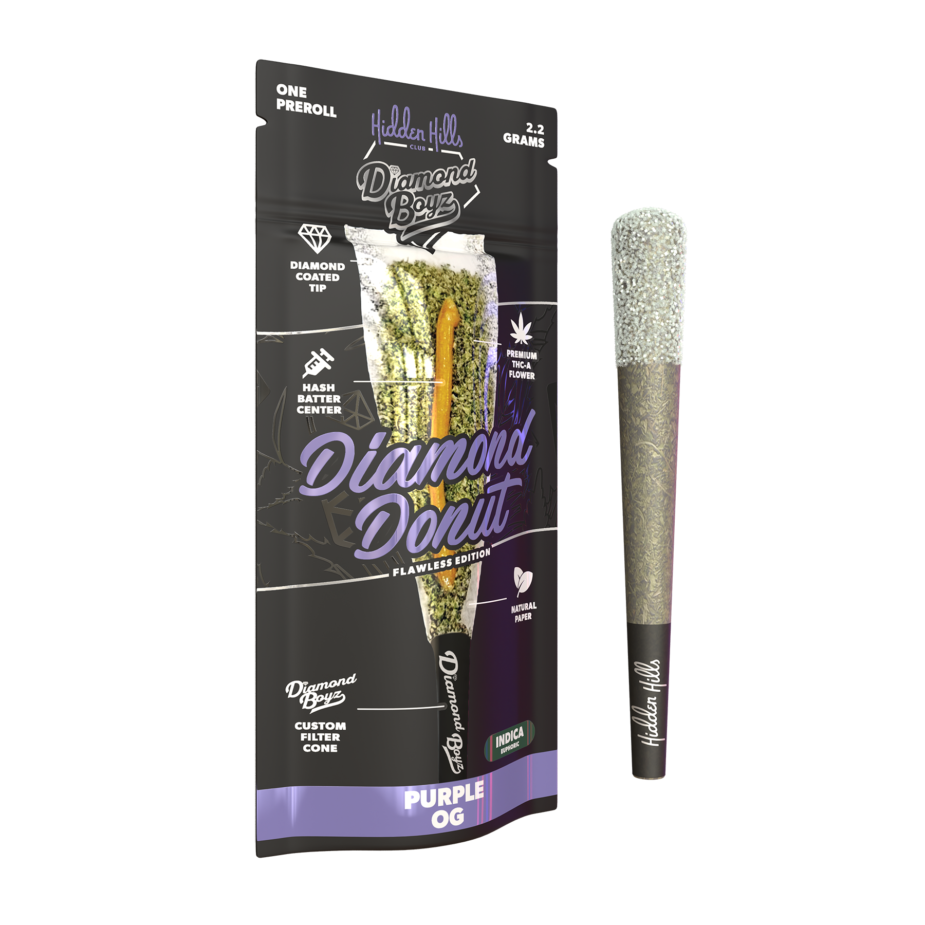 2.2G Diamond Donut | Purple OG | Indica Pre-Roll