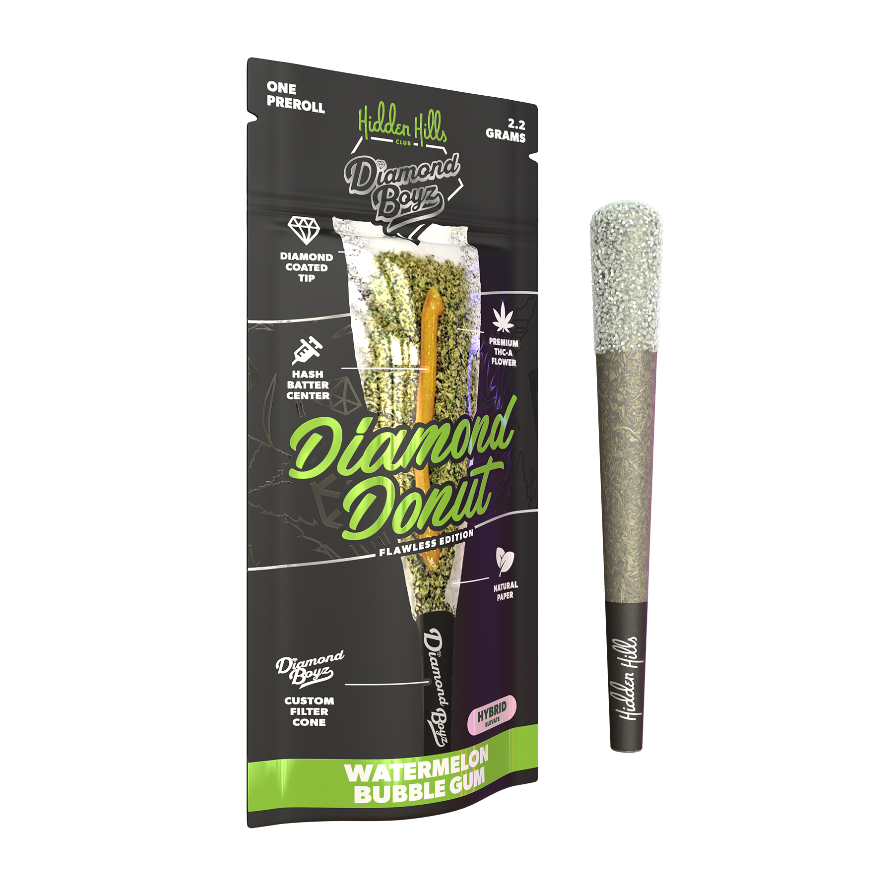 2.2G Diamond Donut | Watermelon Bubble Gum | Hybrid Pre-Roll